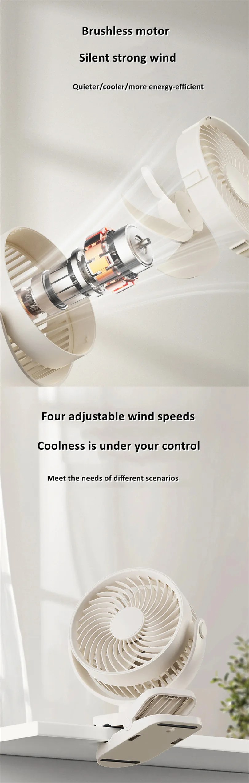 Rotating Desktop Clip Fan, 360, Portable, USB - detail 6