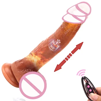 Thrusting Dildo Vibrator Sex Toy with Vibrating and Heating 8.46 in Realistic Vibrating Dildos for G-spot and Anal Stimulation w