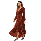 Customized Women Graceful Sexy Long Velvet Maxi Dress Formal Slim Evening Dresses