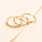 New Design Gold Jewelry 2021 Fashion New Design 3 Simple Twist Knot Fine Brass Gold Plated Ring Set For Women Jewelry Gift