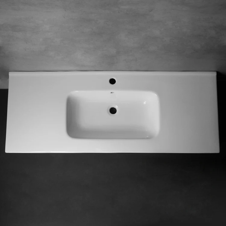 TARPUL R120 Modern Sanitary Art Ceramic White Furniture Vanity Sink Rectangular Basin Bathroom Cabinet for Hotel Application supplier