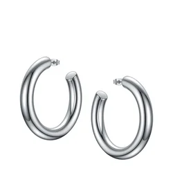 High Quality Fashion Stainless Steel Jewelry Sliver Round Hollow Tube Does Not Fade Hoop Earrings E201172