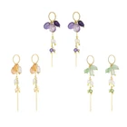 Stone Silver Drop Earrings Natural Stone Pendant Sterling Silver Stud Crystal Fashion Long Earrings