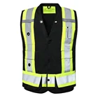 Vest Security Industrial Hunting Motorbike Polyester Reflector Rescue Road Black Heavy Duty Safety Vest