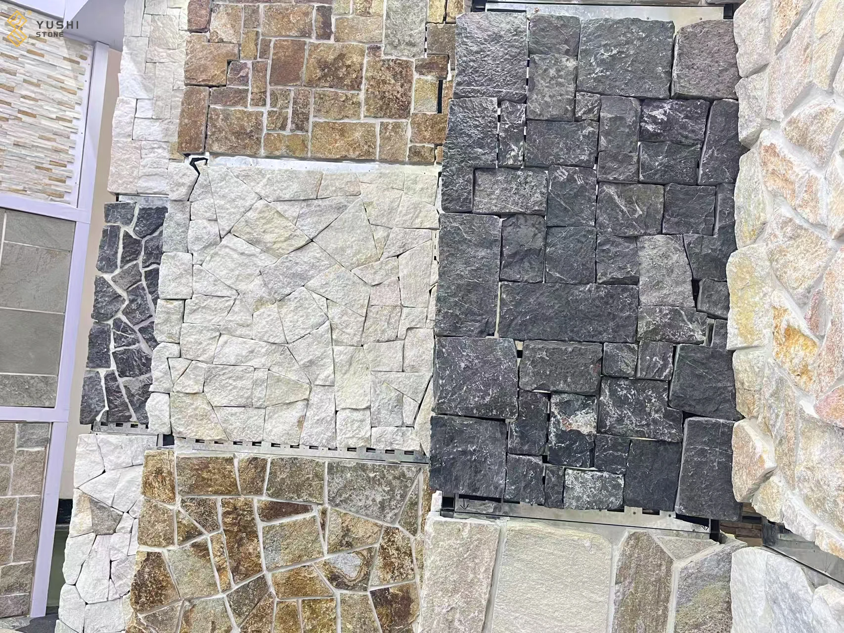 YUSHI Exterior Wall Culture Stone Random Shape Panels Natural Slate Stone Wall Cladding manufacture