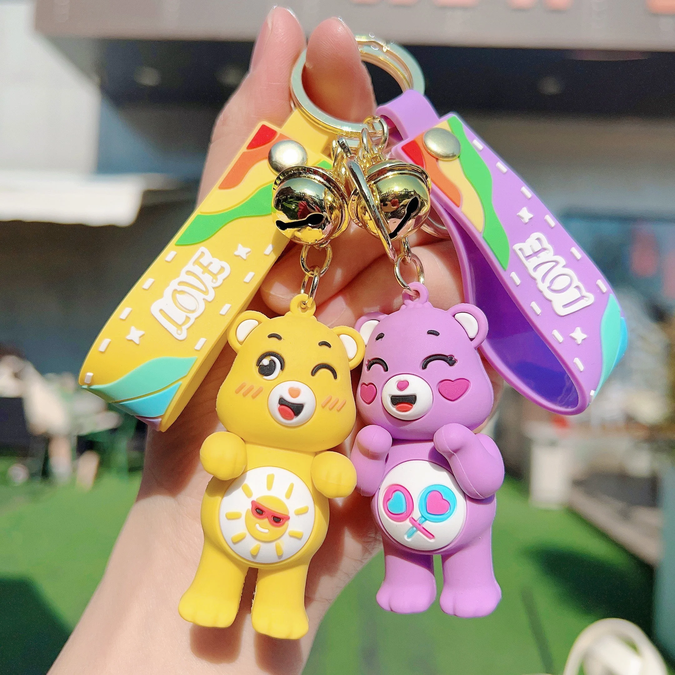 2024 New design Cute Cartoon Bag accessories 3D PVC silicone Lovely Bears key chain plastic key chains