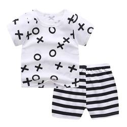 Boys and Girls Pajamas sets two Pieces 100% Cotton Short Sleeve sets Summer Spring  OEM design Baby Children's Clothes Cheap