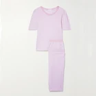 100% Slub Yarn Summer Short Sleeve 100% Organic Cotton Pajamas For Women Set