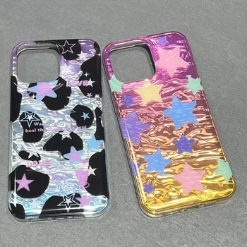 luxury designer hot selling PC TPU hard wavy stars pattern IMD girl case For iphones 15 pro max 14 12 11 16 mobile phone cases