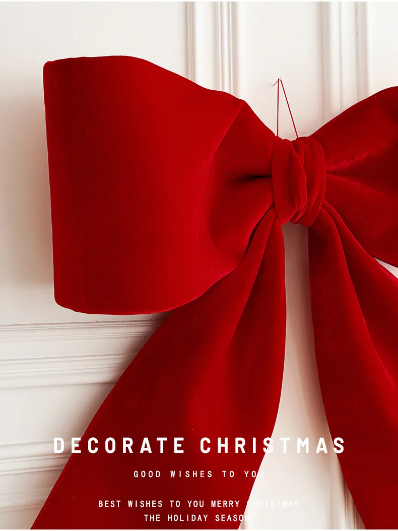product large velvet burgundy christmas bows velvet bows tree decor christmas ornaments for home birthday party front door wedding decor-4