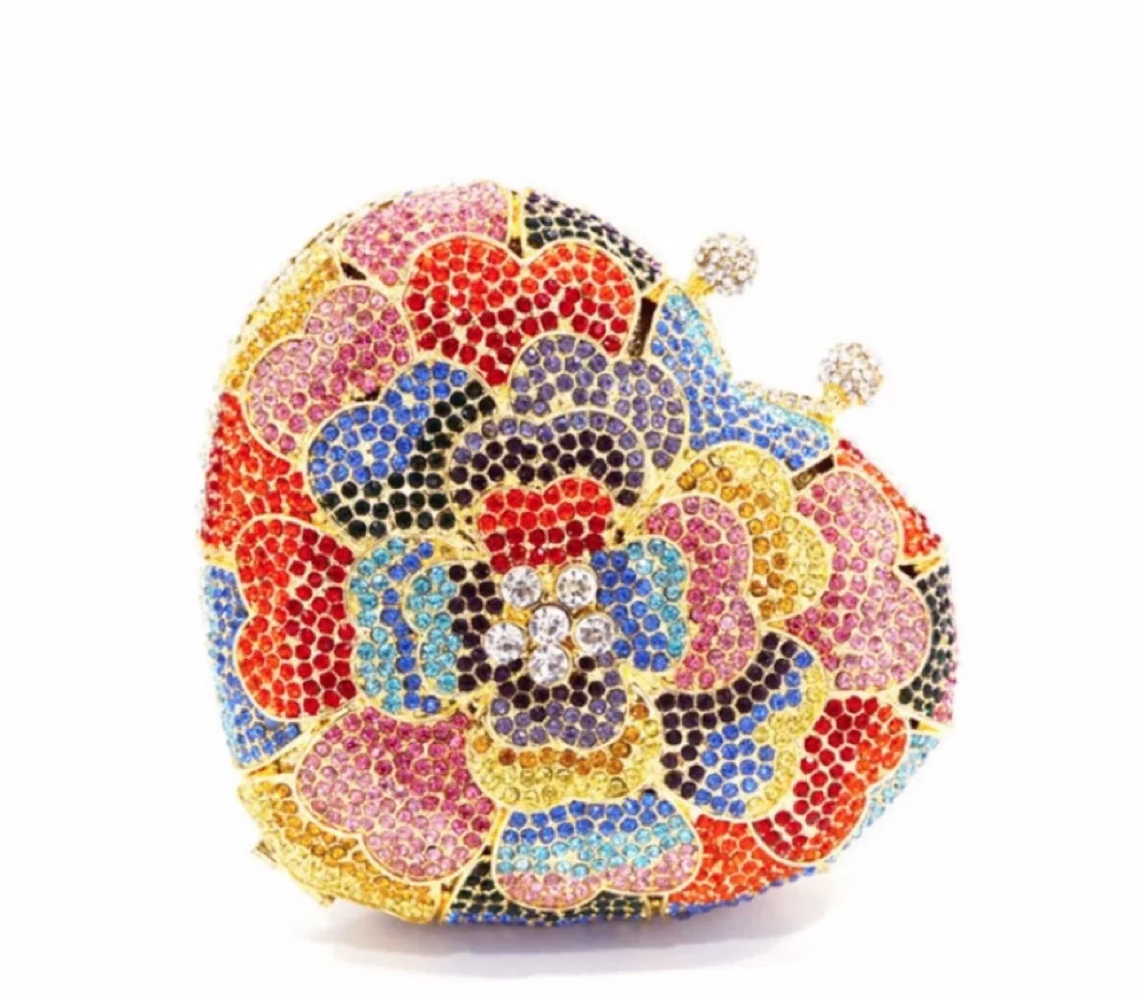 Amiqi MRY178 luxury full rhinestones clutch bag purses heart shape evening bag crystal flower elegant handbags