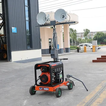 Diesel and gasoline petrol mobile light tower 5m hydraulic mobile light tower