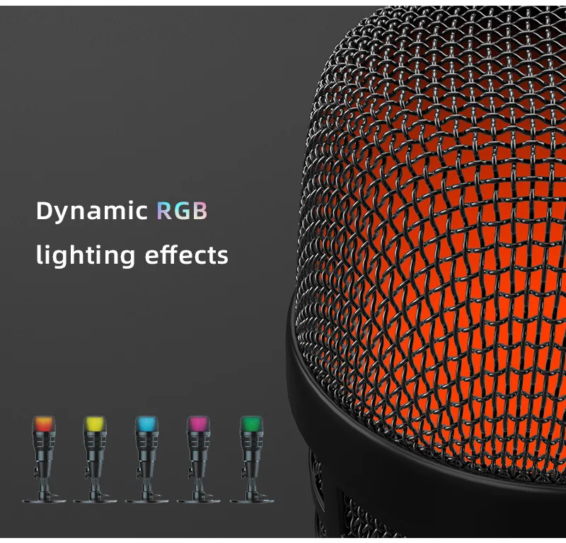 computer live broadcast noise reduction recording e-sports RGB capacitor USB microphone cross-border pure English