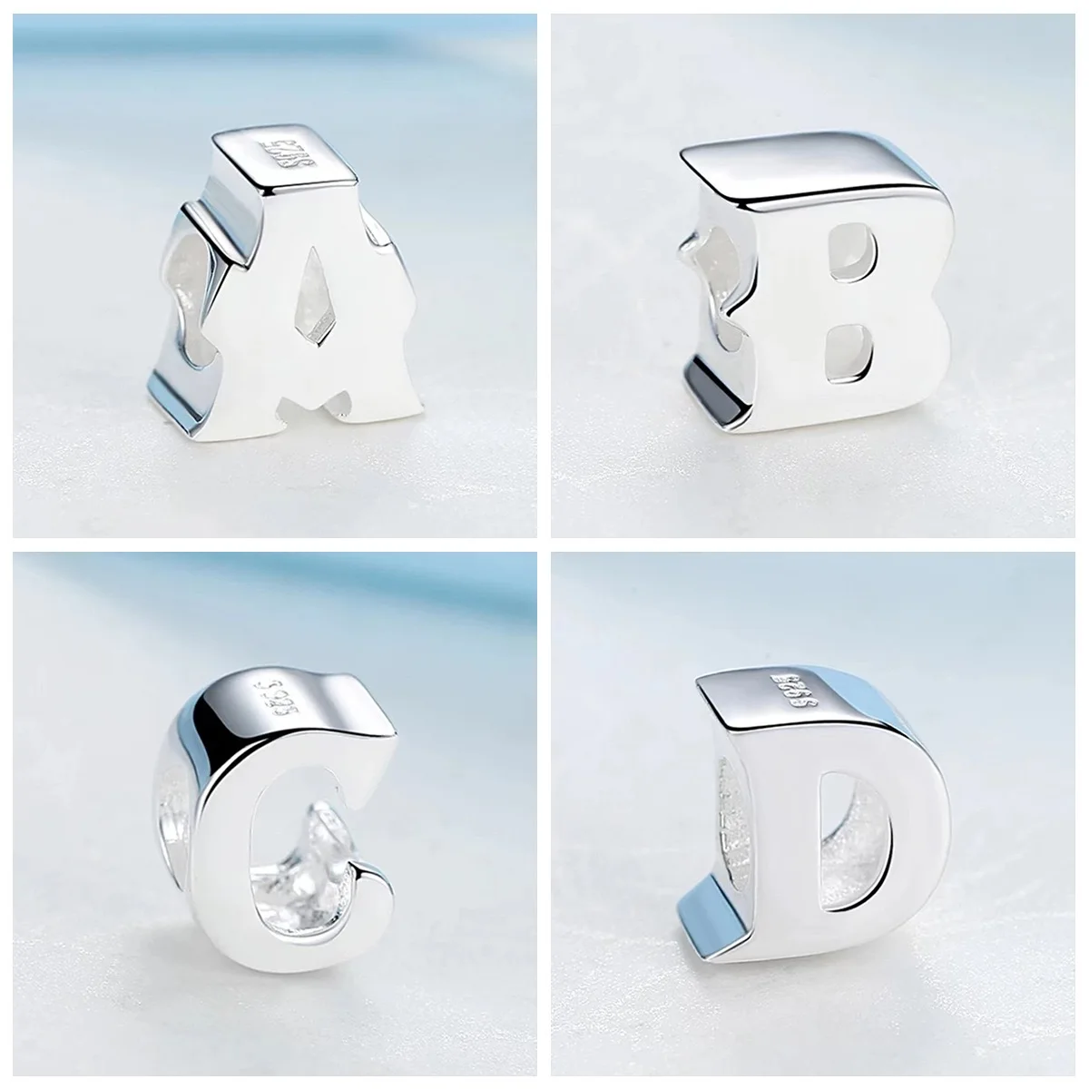 Wholesale Sterling Silver Letter Charms Beads For Snake Bracelets Women Jewelry Making Letter Silver 925 Charms