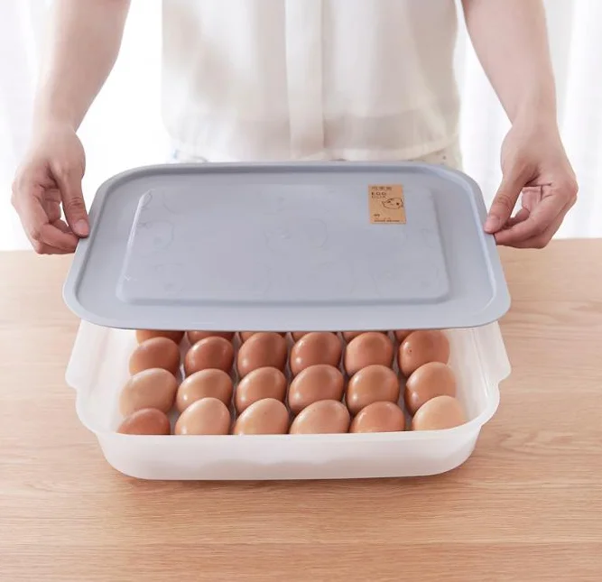 Plastic Egg Storage Box 24 Grid Eggs Holder Stackable Blue 店