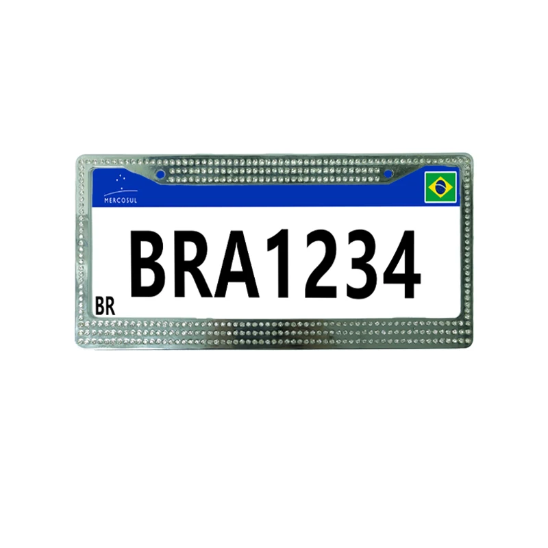 Diamond Bling Glitter Crystal Rhinestone Metal USA Car License Plate Frame manufacture