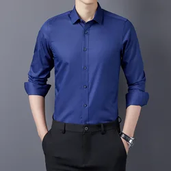 Wholesale Custom Fashion Style Slim Fit Bamboo Fiber Business Shirts Casual Long Sleeve Male Office Formal Shirts
