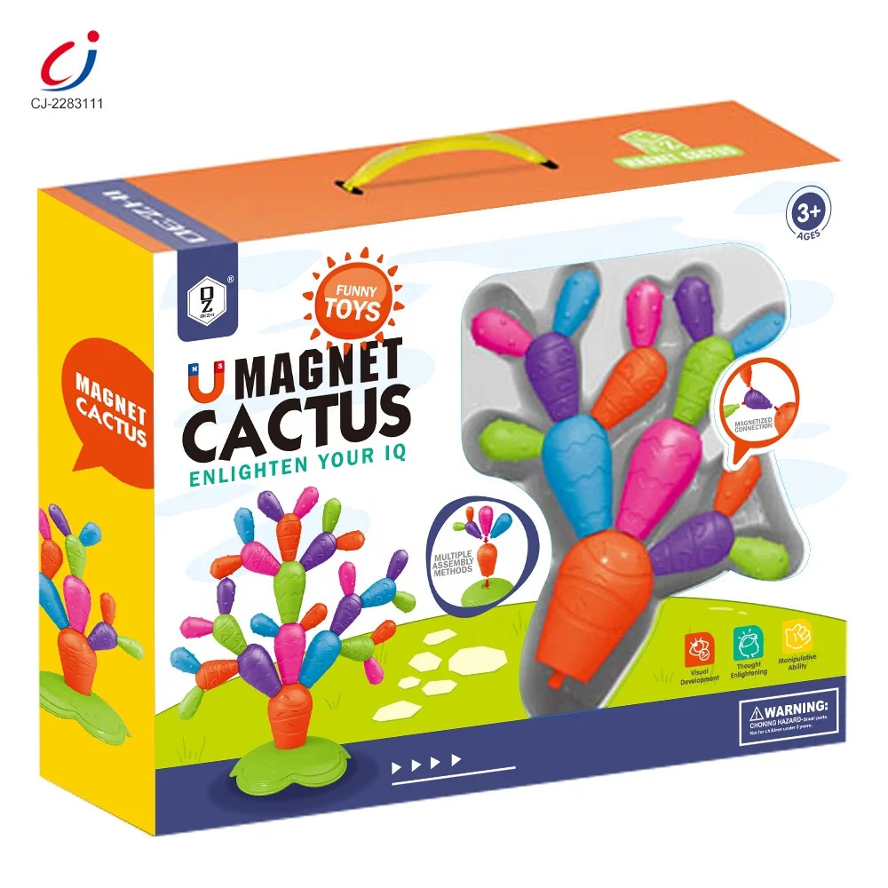 Montessori toys early educational magnetic blocks matching puzzle magnet cactus tree newest diy assemble magnetic toys for kid