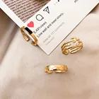 Alloy Ring Hip Hop Style Personality Dripping Black Oil Alloy Opening Star Moon 3-piece Ring Set