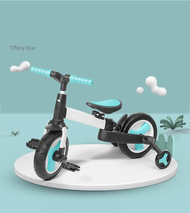 Factory Wholesale Blue 3 Wheels Children's Tricycle 10 Inch Ride On Car Toys Foldable Kids Bike Baby Balance Bike With Pedals