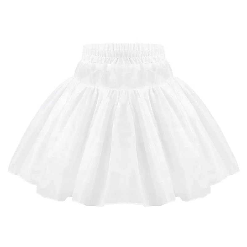 Details about   Girls Above Knee Length Petticoat Crinoline A-line Pleated Ruffle Splice 2 Layer