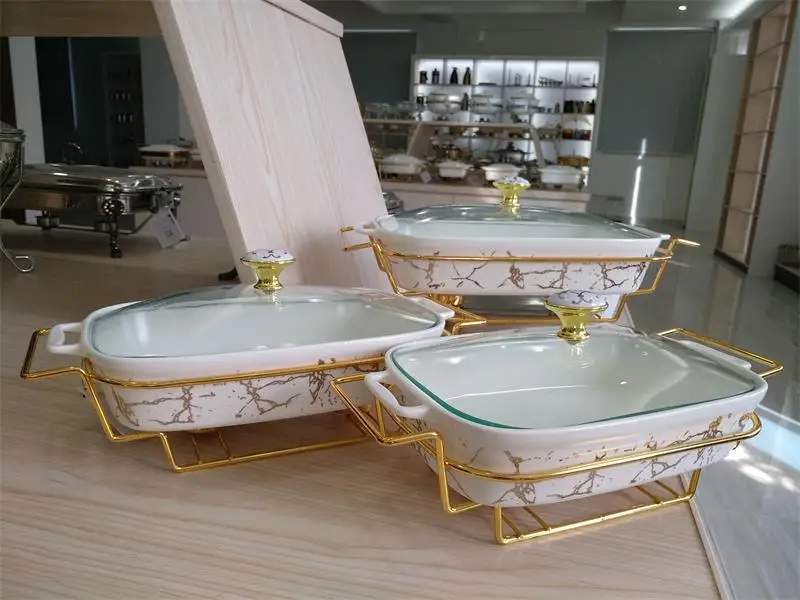 New Arrivals food warmer of Restaurant Luxury catering furniture with ceramic chafing dish for sale