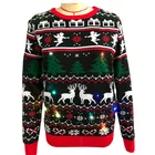 Unisex Sweater For Unisex Crewneck High Quality Jacquard Knitted Custom Led Light Sweater For Christmas