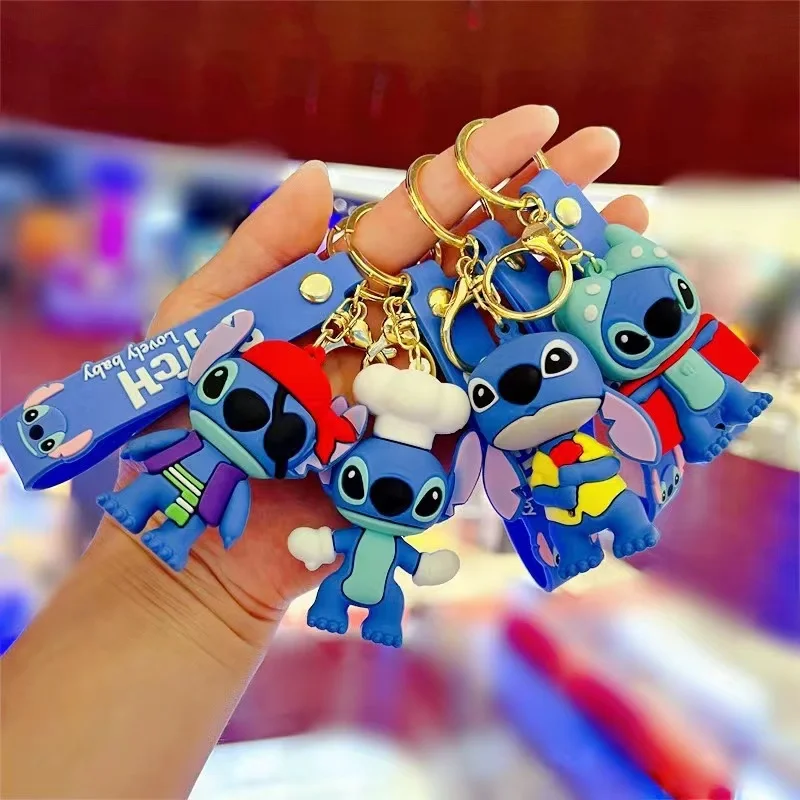 New Design Decoration Gifts Anime Figure Souvenir 3D Stitch Character PVC Cartoon Keychain Accessories