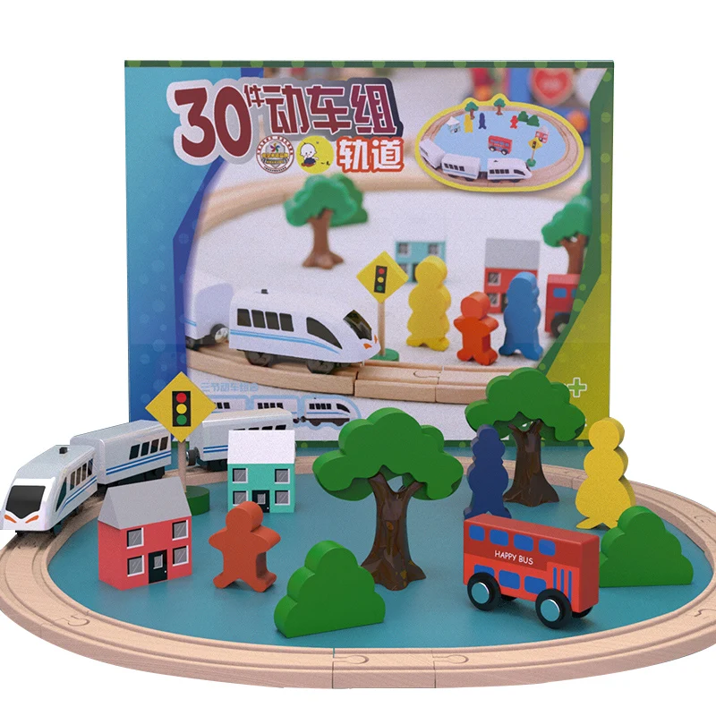 high quality wooden train track assembly set toy wood train shed,model with DIY toys