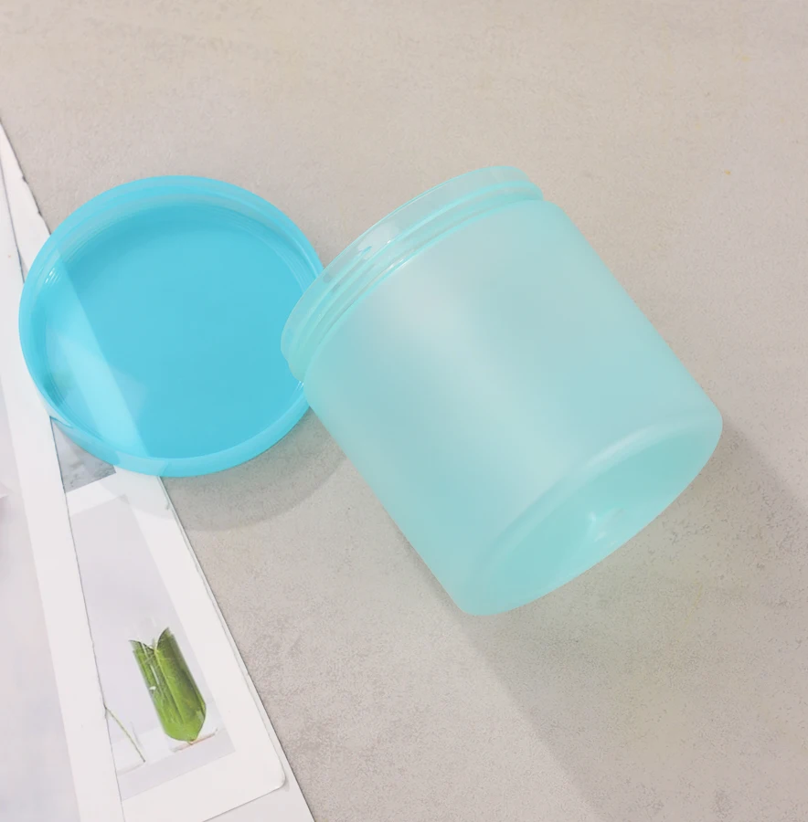 Luxury Blue Empty PET Plastic Face Cream Container 50g 100g 200g 250g  Cosmetic Packaging Jars With Lids