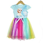 Frocks Skirt Girl Girls' Cartoon Rainbow Princess Skirt Tulle Dress Kids Frocks