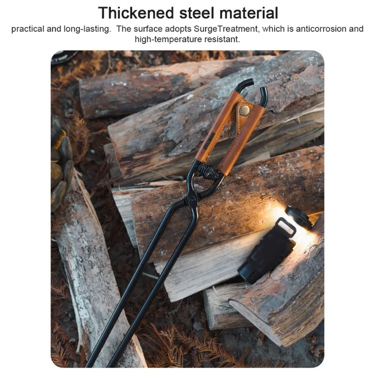 Carbon Steel Charcoal Tongs Outdoor Camping Bonfire BBQ Firewood Clip Tool Stoves Fire Charcoal Tongs