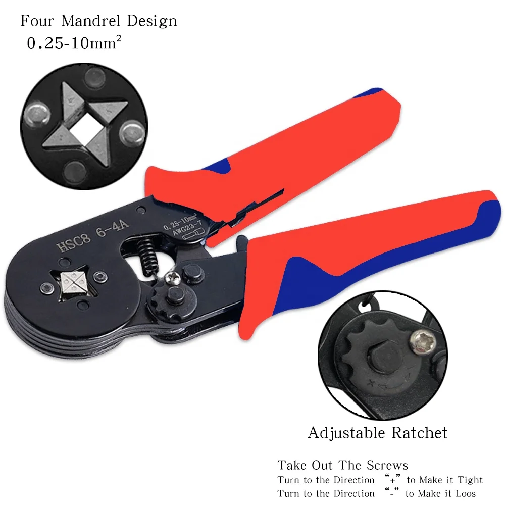 Hexagonal Self Adjustable Ratchet Ferrule Crimping Tool Hsc8 6 6a Bo 23