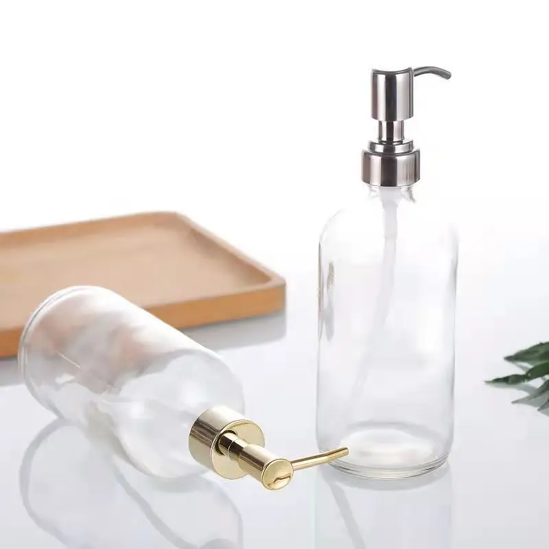 Lotion Soap Dispenser Hand Dish Soap Dispenser Bamboo Cover Pump White Black Glass Bottle For Kitchen And Bathroom