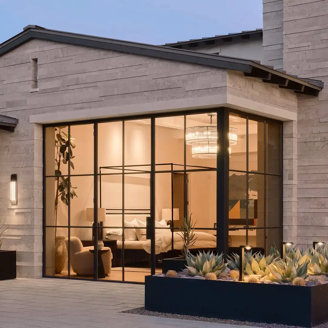 Competitive Price Swing Low-E Glass Glazed Steel Interior Door External French Door with Grill Design manufacture