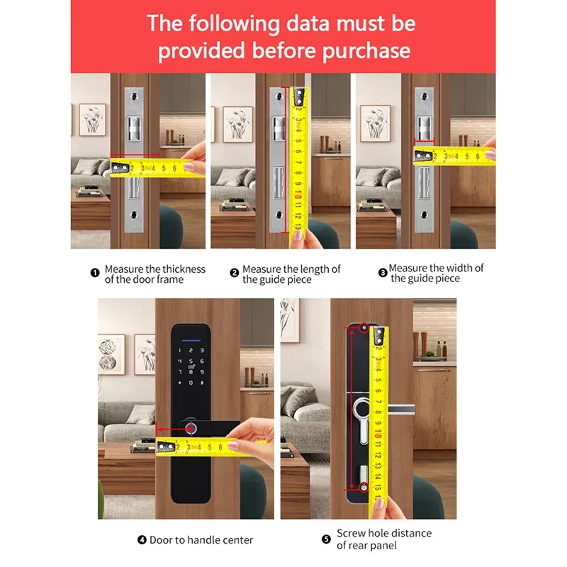 Fingerprint Password IC Card Unlock Support USB Emergency Charge Handle Direction Adjustable Tuya Smart Lock Wireless Wifi