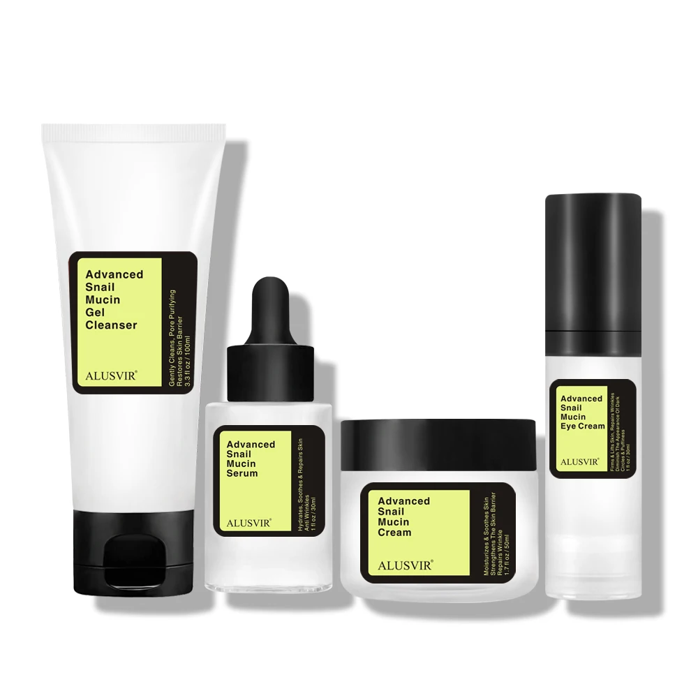 Korean Cosmetics Skin Care Products Anti Aging Snail Mucin Collagen Face Serum Facial Essence Cream Skincare Set Private Label