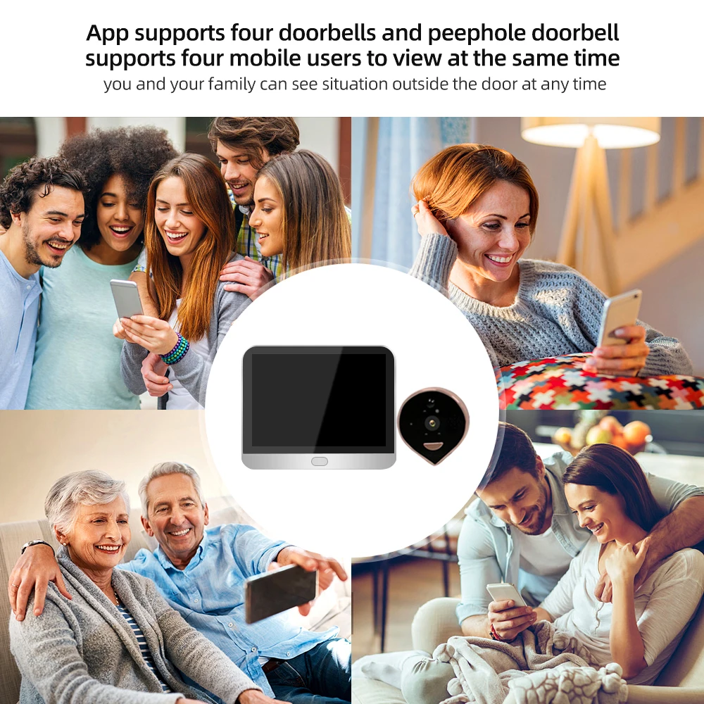 Tuya Smart 2MP WIFI Peephole Eyecat Camera Video Doorbell PIR Detection 4.3 ich LCD Screen Video Doorbell with Monitorl