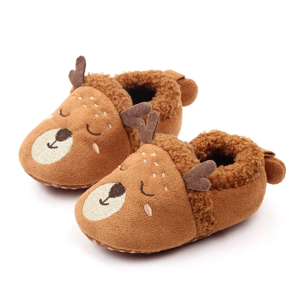 Baby Boys Girls Soft Plush Slippers Animal Boots Toddler Infant Crib Shoes Winter House Shoes details