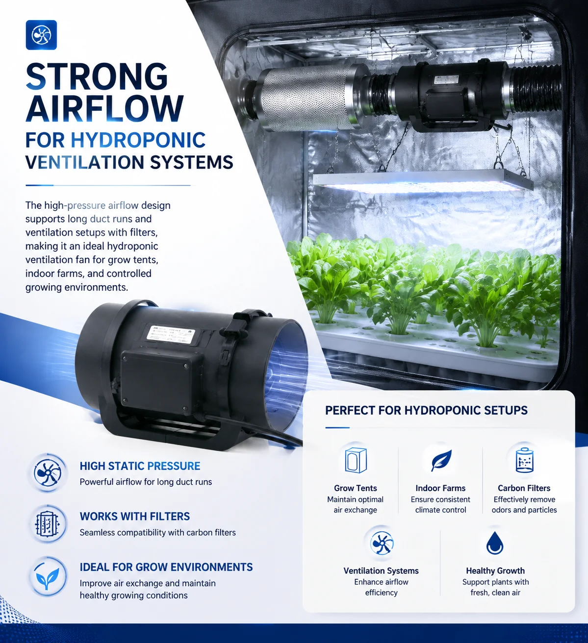Inline Fan, 200mm, 220 V, Corded Electric - detail 10