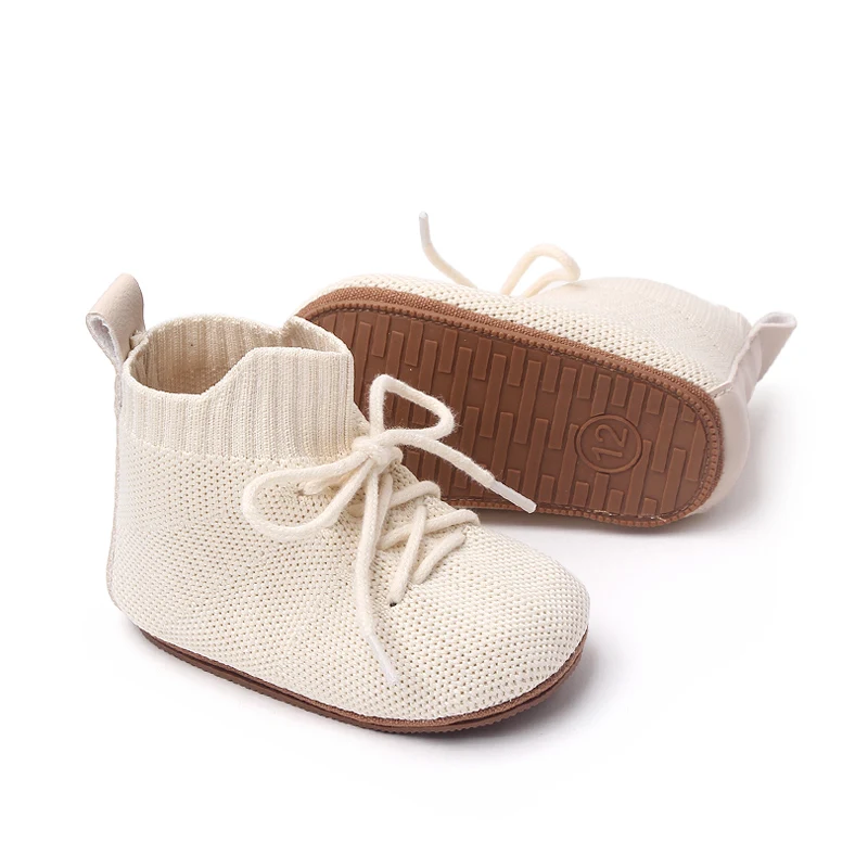 Spring Baby Flying Woven Shoes Breathable High Top Soft Soles Non-slip Baby Walking Shoes supplier