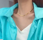 Jewellery Gold Simple New Jewellery Gold Chain Gold Plated Flat Snake Bone Choker Necklaces For Party