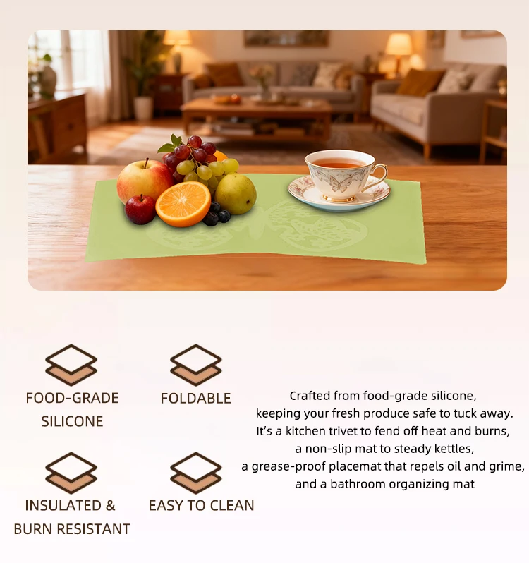 Modern Eco-Friendly Reusable Food Grade Silicone Large Dining Table Mat Heat Resistant Oil Proof Non-Slip Placemat Home Kitchen supplier