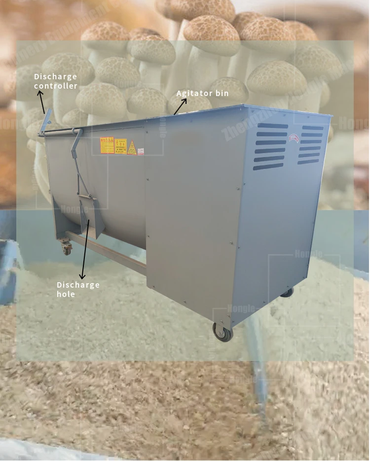 Multifunctional 300Kg Compost Ribbon Mixer Mushroom Substrate Machine with Motor Core Component manufacture