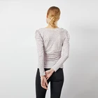 Tops Square Neck Ruched Fashion Korean Clothes Casual Print Puff Sleeve Wrap Designer Basic Tops For Women