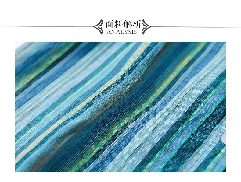 Refreshing Japanese Striped Long-Sleeved Shirt Linen Men