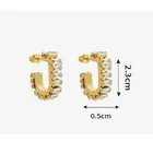 Cz Earrings Fashion Gold Plated Stainless Steel Iced Out Baguette Tennis CZ Crystal Stone Hoop Earrings Women