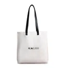 Bag Canvas Leather Custom High Quality White Bag Canvas Tote Bag With Leather Strap