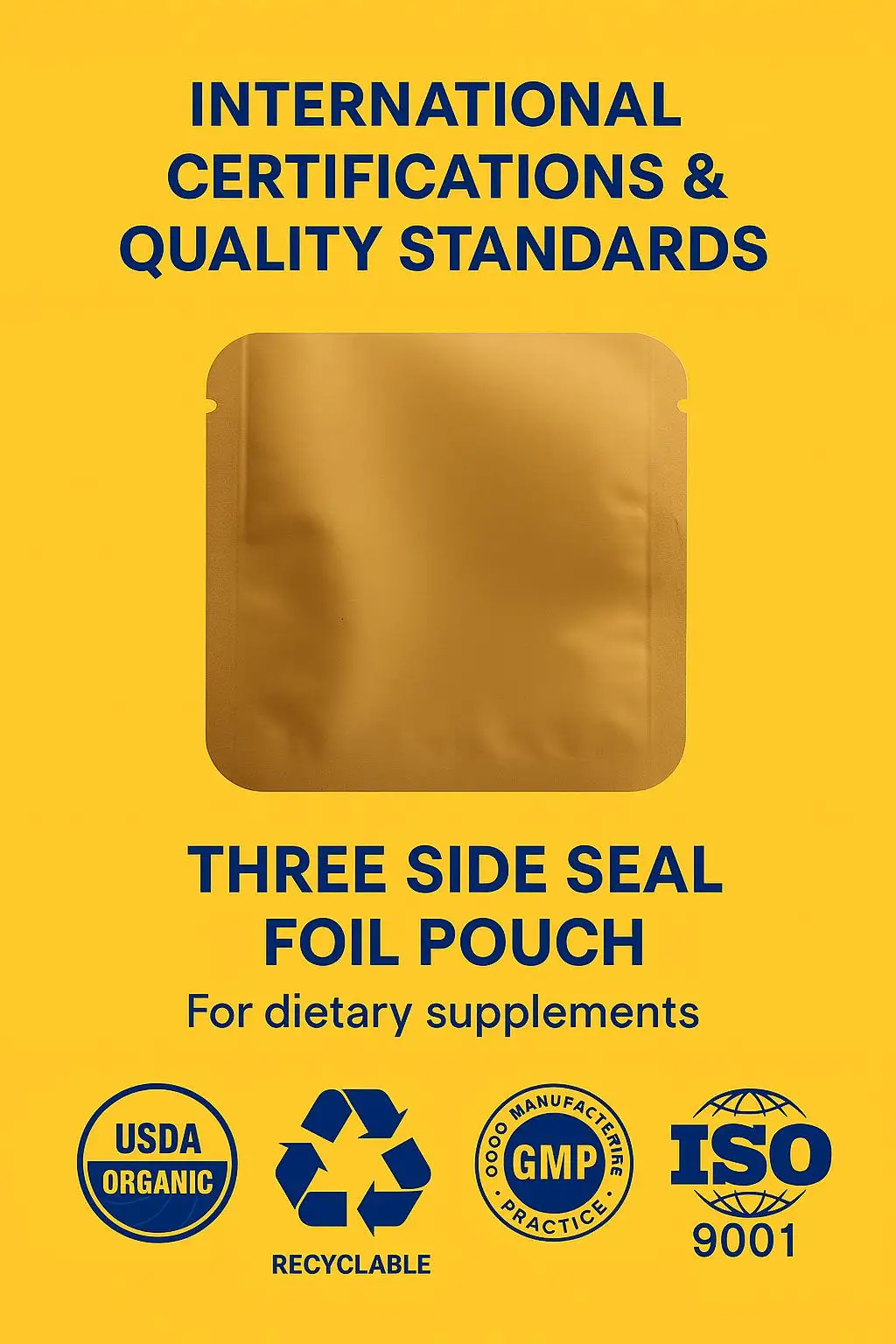Food Grade Three-Side Seal Aluminum Foil Pouch for Collagen Powder and Vitamin Supplement Packaging - detail 6
