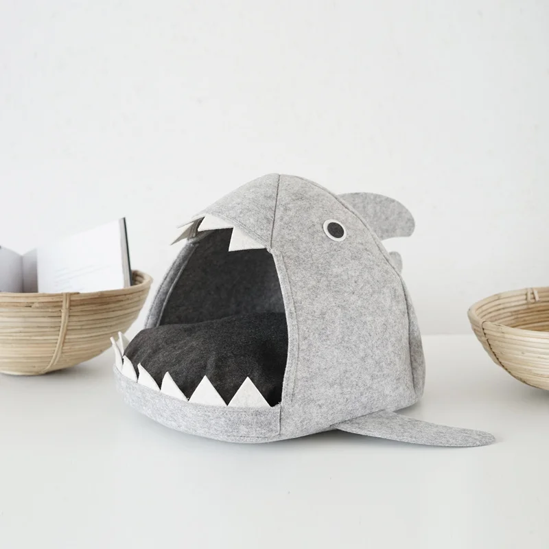 HUAYI Felt Shark Shape Pet Bed Cat Nest Four Seasons Indoor Available Detachable and washed